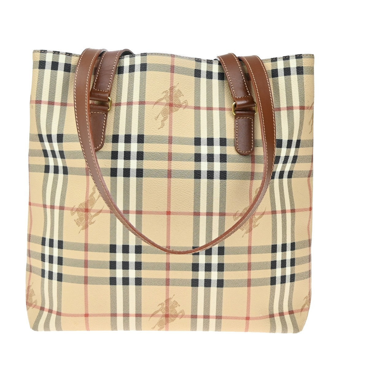 BURBERRY Logo Nova Check Shoulder Tote Bag PVC Leather Beige Italy  31TA070