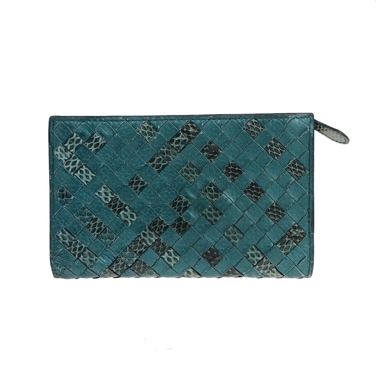 BOTTEGA VENETA Logo Intrecciato Bifold Wallet Exotic Leather Green Italy 68EC872