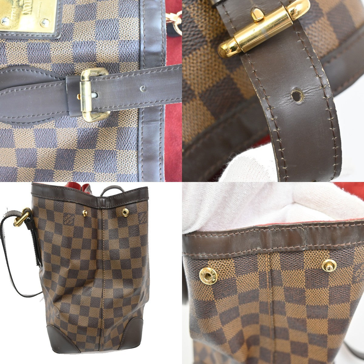 LOUIS VUITLOUIS VUITTON Hampstead MM Shoulder Bag Damier Leather N51204 86KB588
