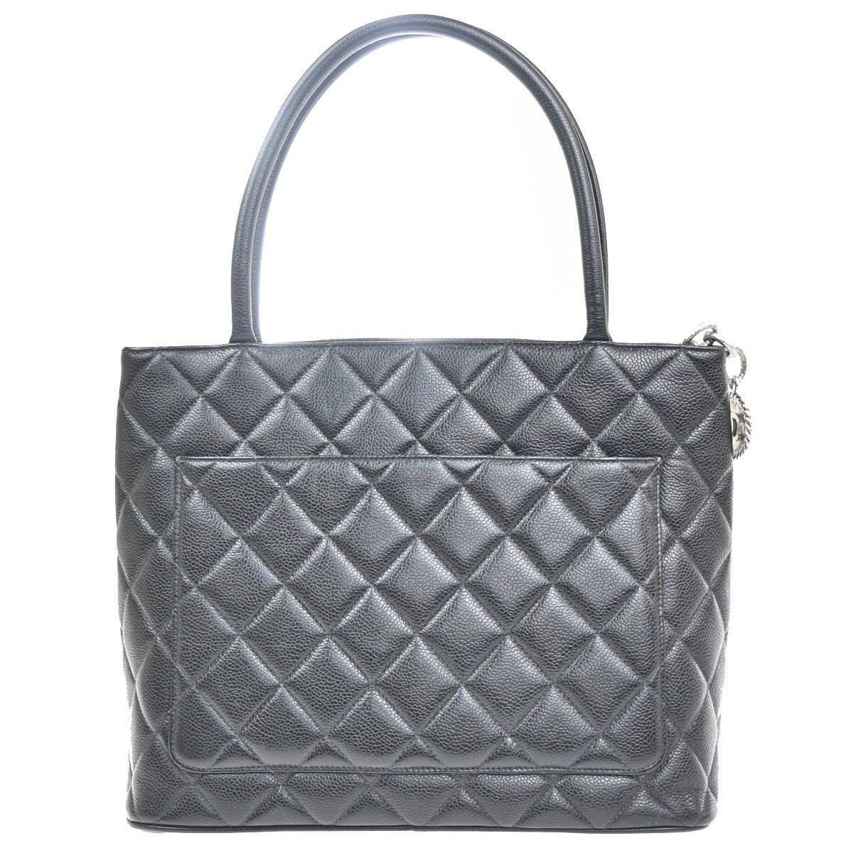 CHANEL CC Medallion Shoulder Bag Grained Calfskin Leather Black SHW VTG 690RL956