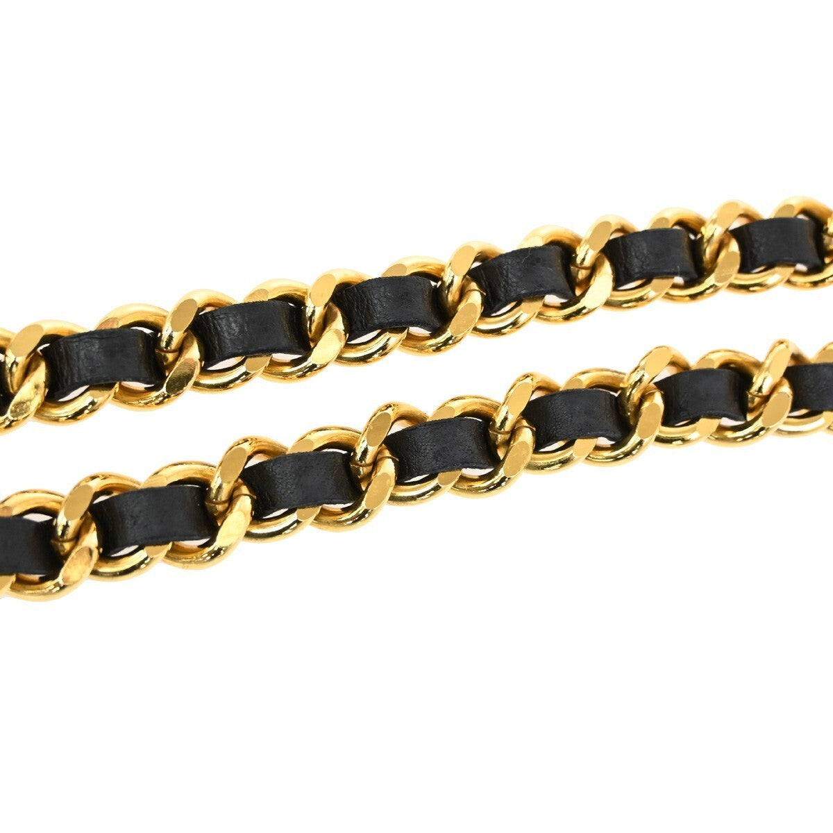 CHANEL CC Plate Medallion Charm Chain Belt Leather Black GHW Accessory 24RL137