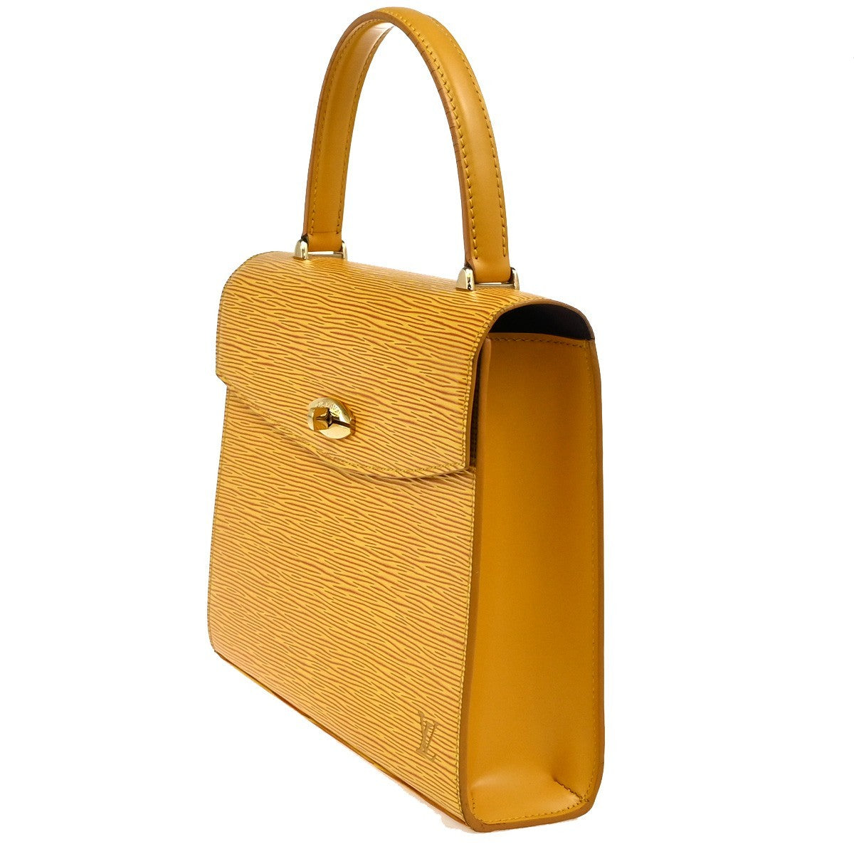 LOUIS VUITTON LV Logo Malesherbes Hand Bag Epi Leather Yellow M52379 82YJ072