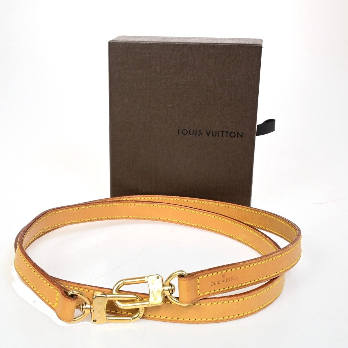 LOUIS VUITTON Shoulder Strap Leather Brown Gold France Bag Accessory 69YF126