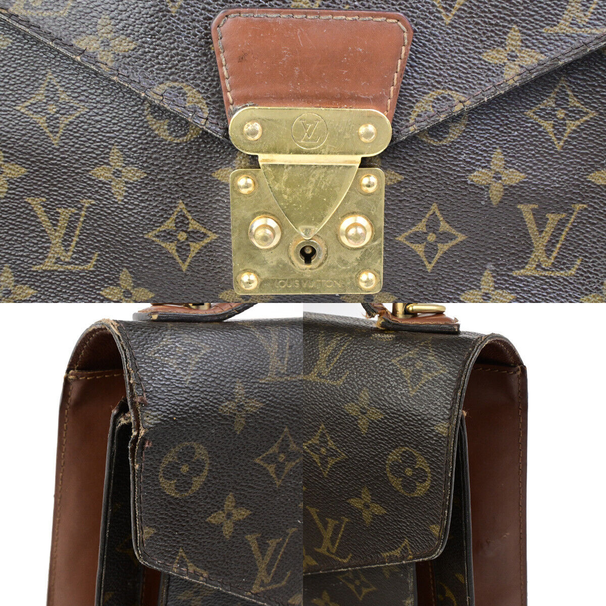 LOUIS VUITTON Monceau 28 Hand Bag Monogram Leather Brown France M51185 02SJ533