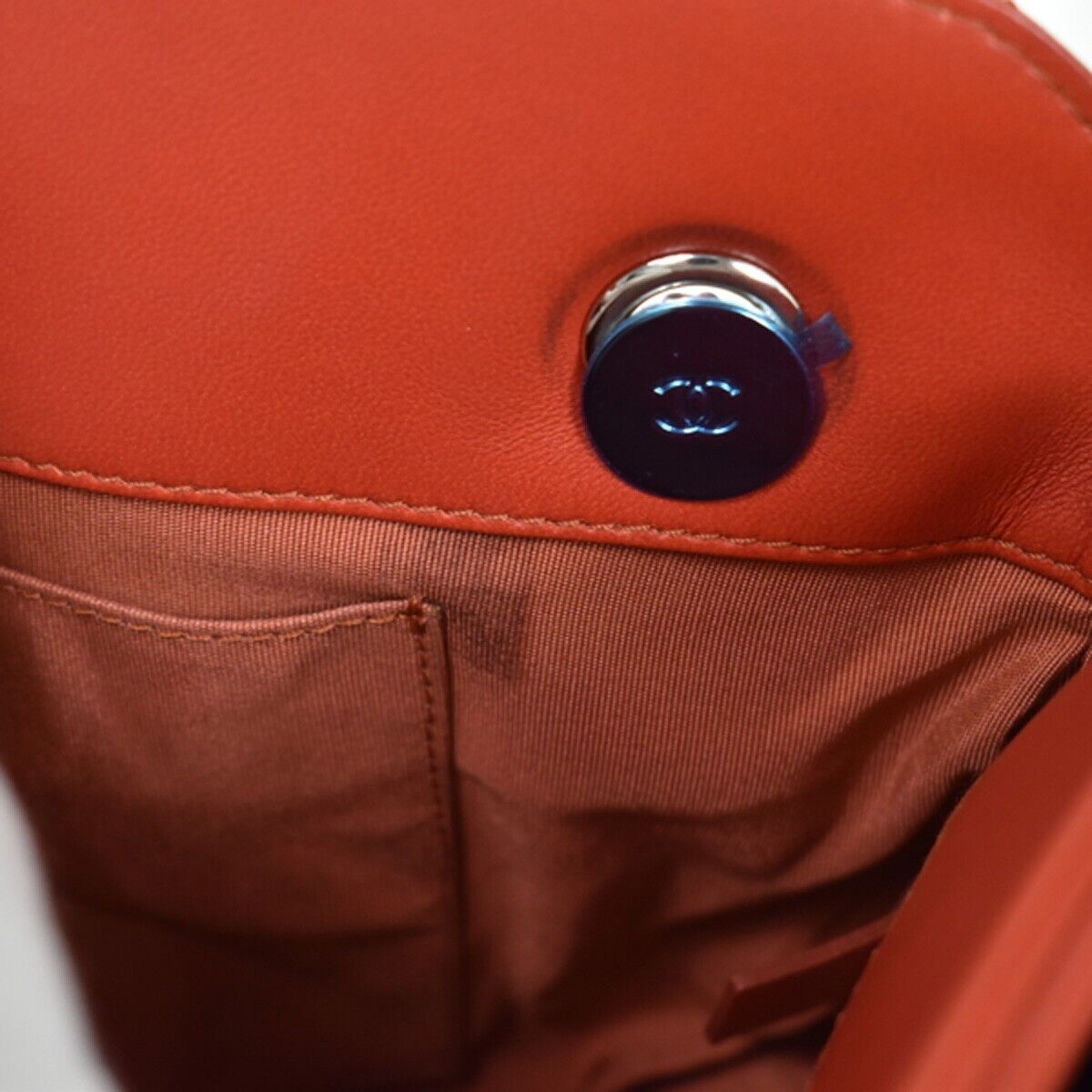 CHANEL CC Matelasse Chain Shoulder Bag Patent Leather Orange SHW 660RJ198