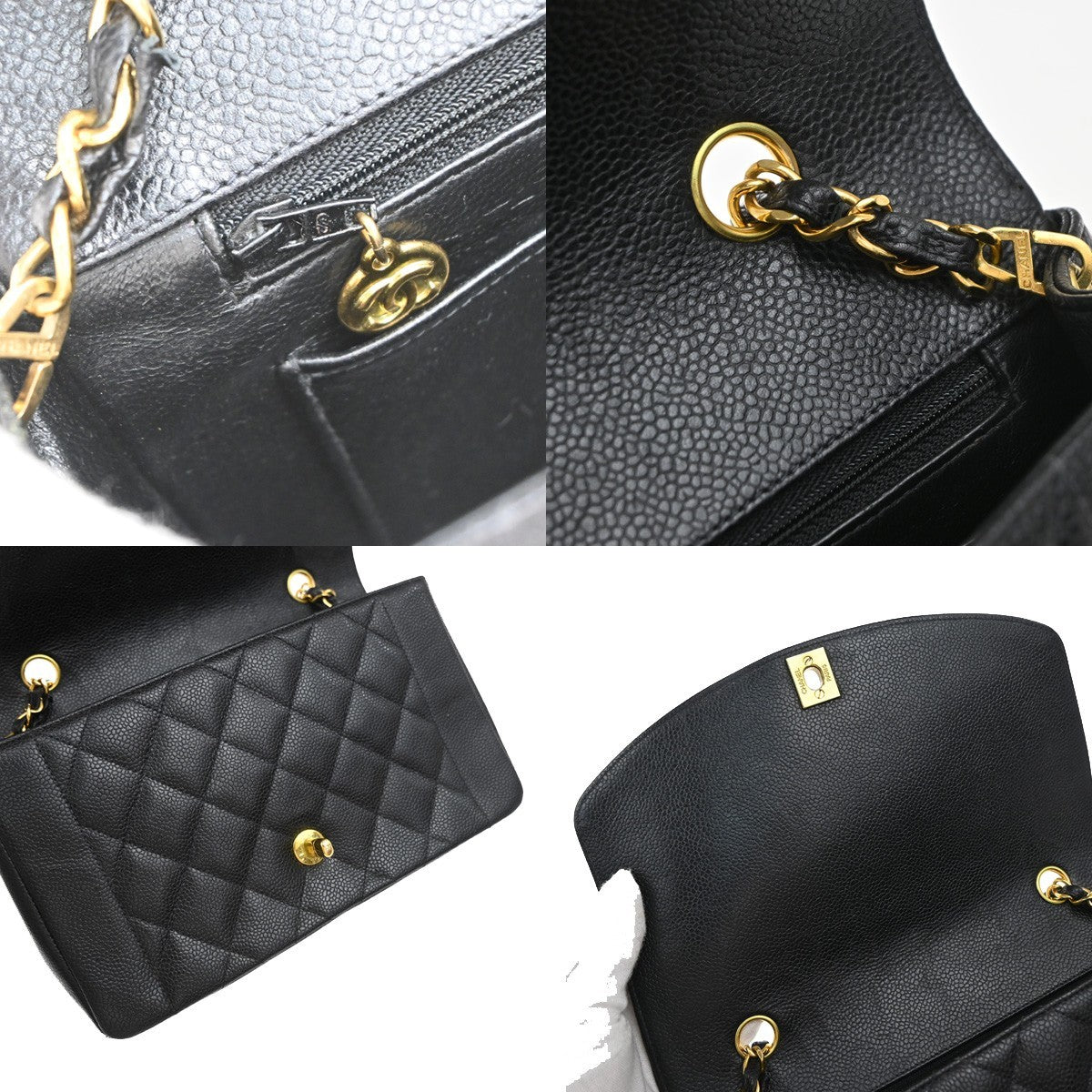 CHANEL CC Diana 25 Chain Shoulder Bag Calfskin Leather Black Vintage 282RF866