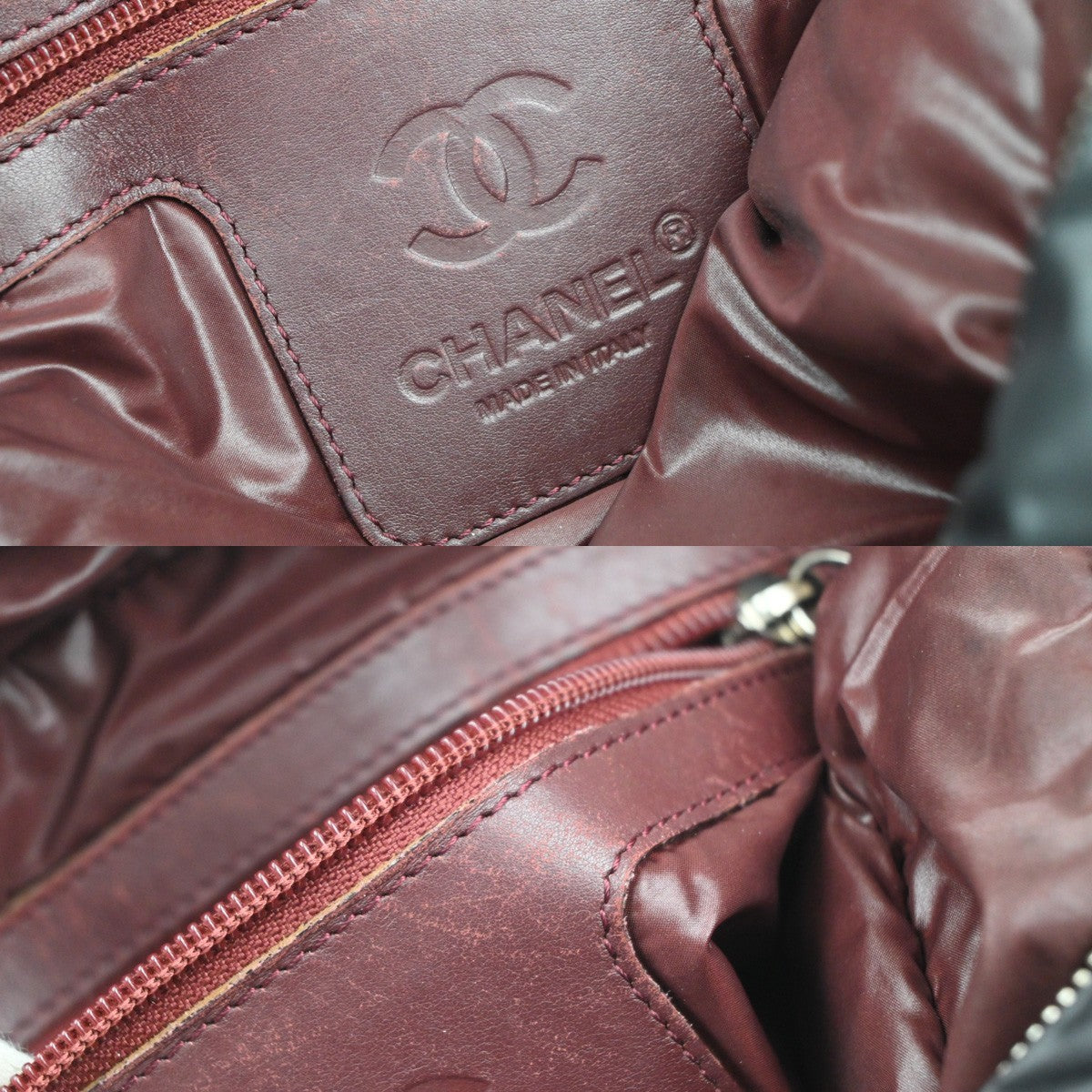 CHANEL CC Logo Coco Cocoon Tote Hand Bag Nylon Leather Black Italy 28MA595