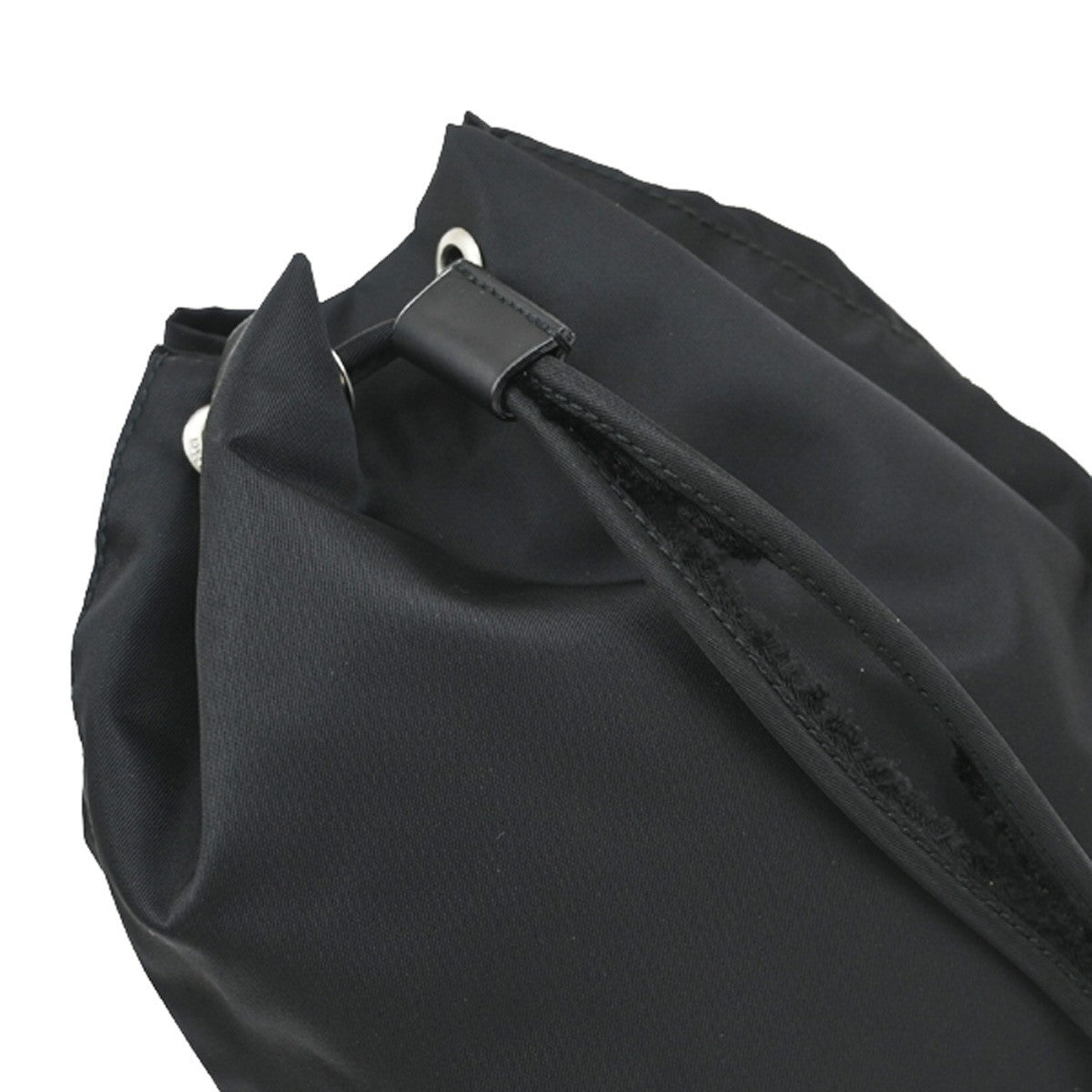 PRADA Logo Tessuto Drawstring Pouch Nylon Leather Black SHW Italy 61KA950