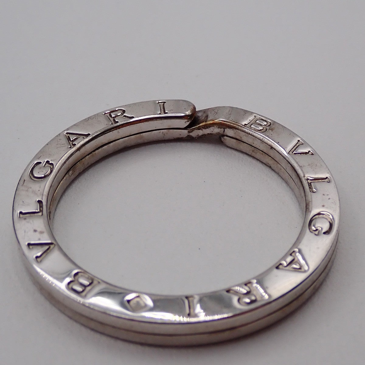 BVLGARI Logo Key Ring Silver Ag 925 Accessory Italy 02EG277