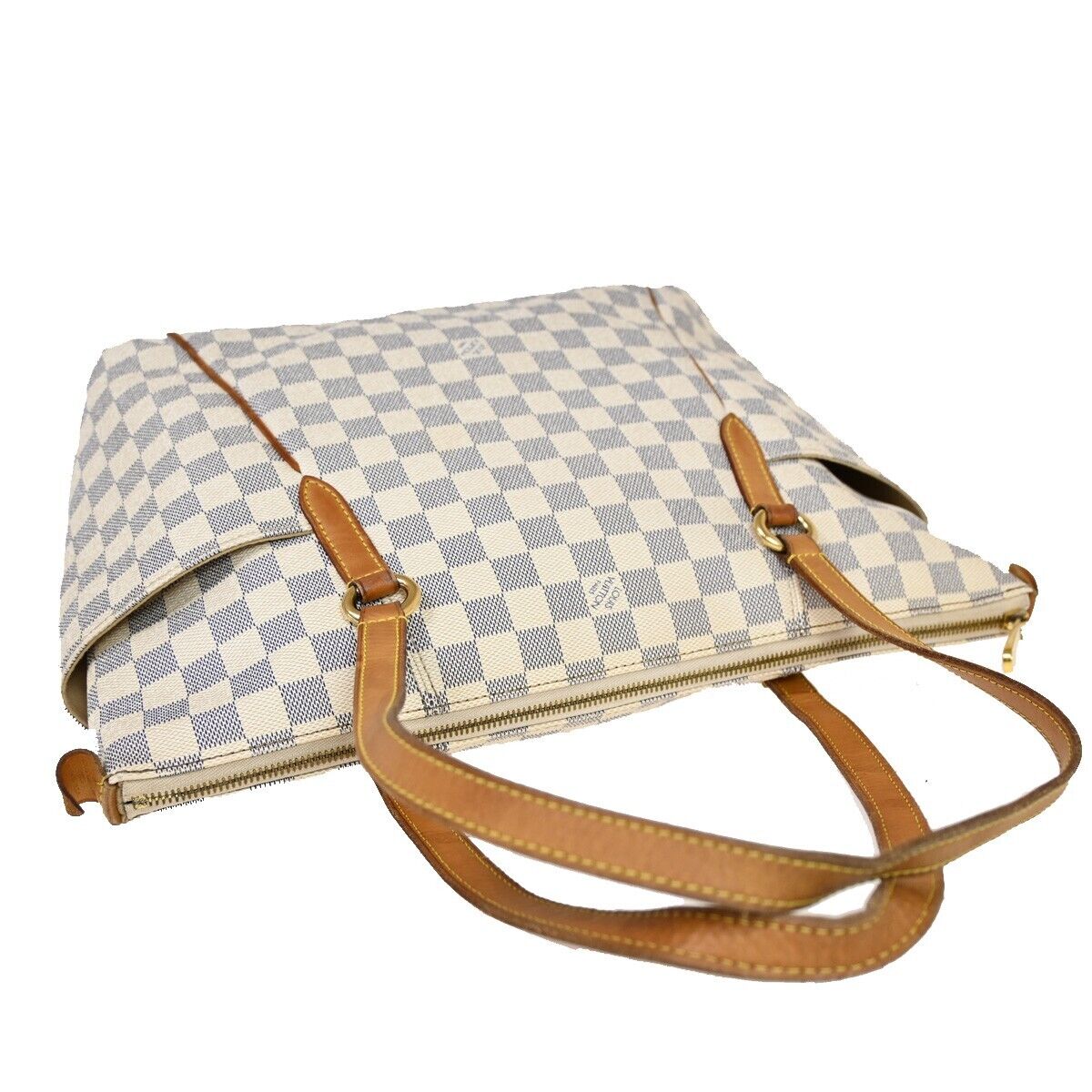 LOUIS VUITTON Totally MM Shoulder Bag Damier Azur Leather White N51262 20FA324