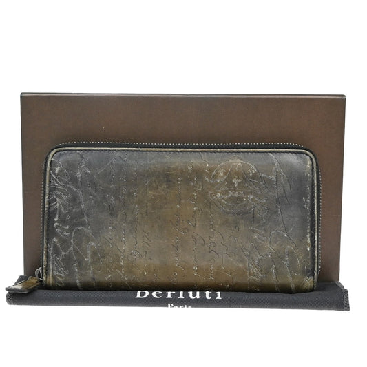 BERLUTI Logo Itauba Long Zip Around Wallet Scritto Leather Brown Italy 61EF704