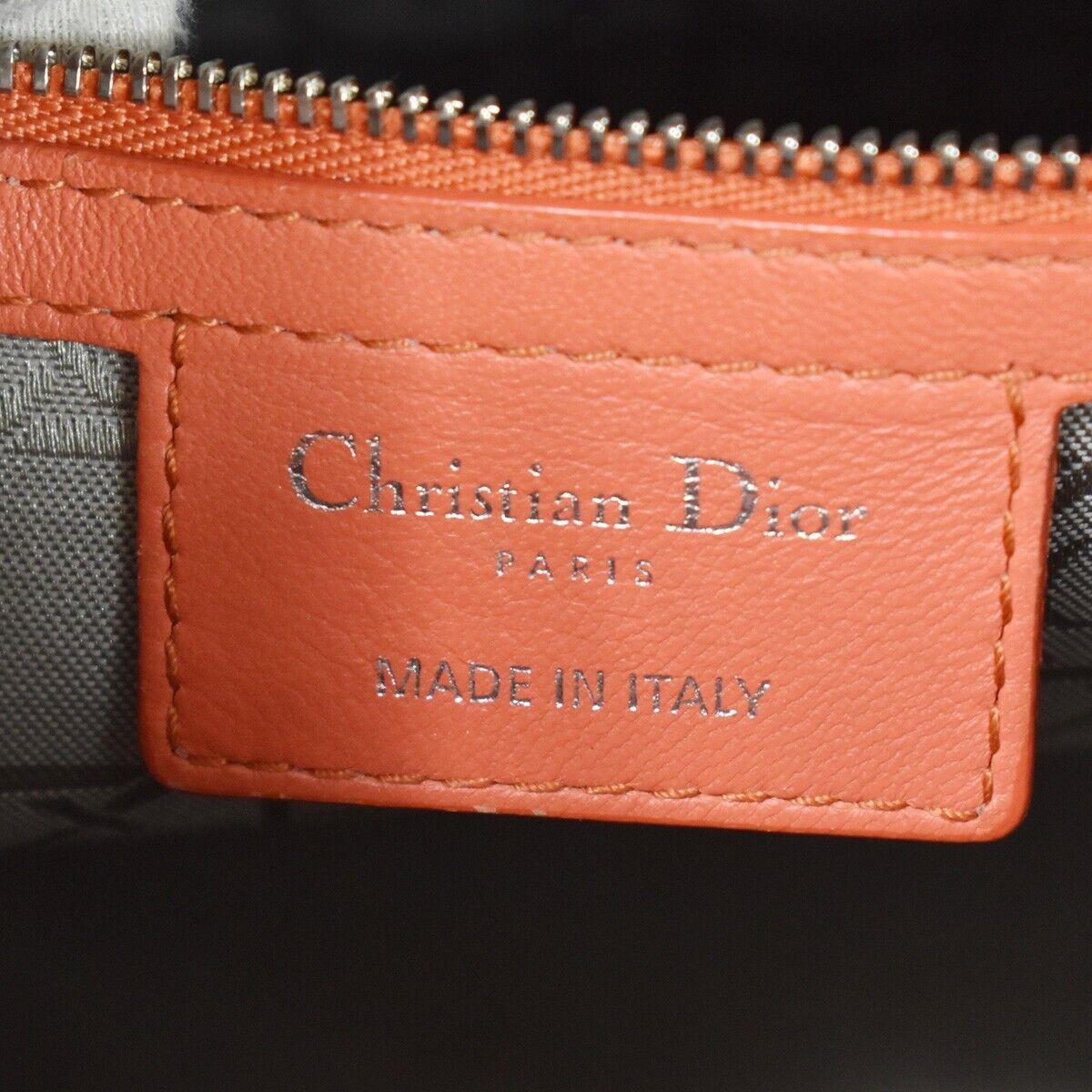 CHRISTIAN DIOR Logo Lady Cannage 2Way Shoulder Hand Bag Leather Orange 691RC569