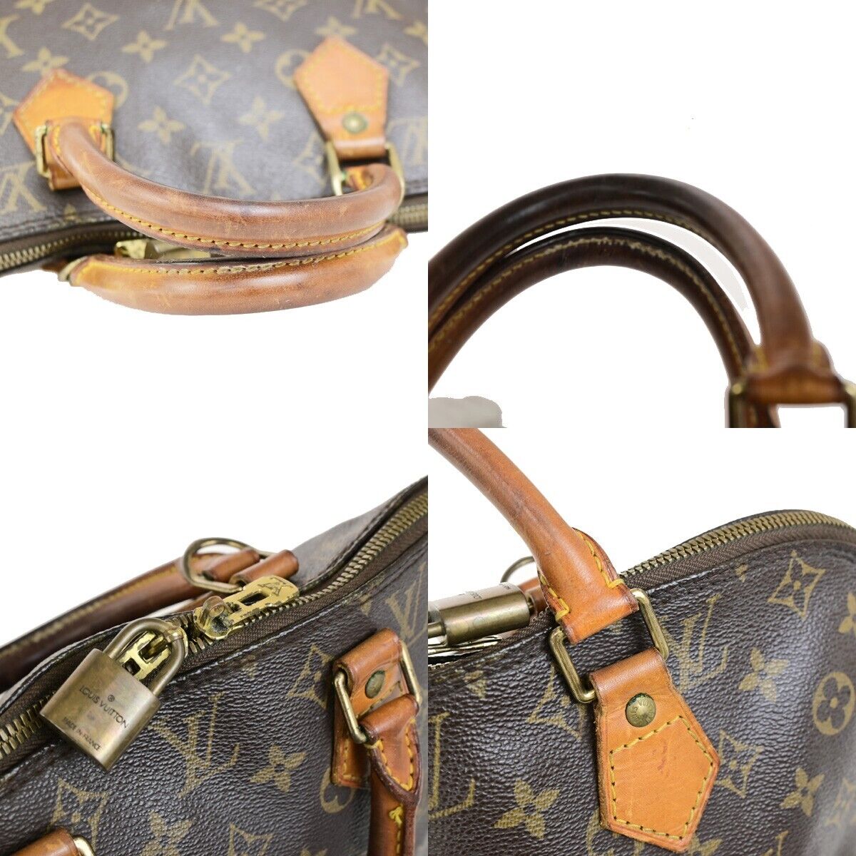 LOUIS VUITTON LV Logo Alma Hand Bag Monogram Leather Brown U.S.A. M51130 36FB182