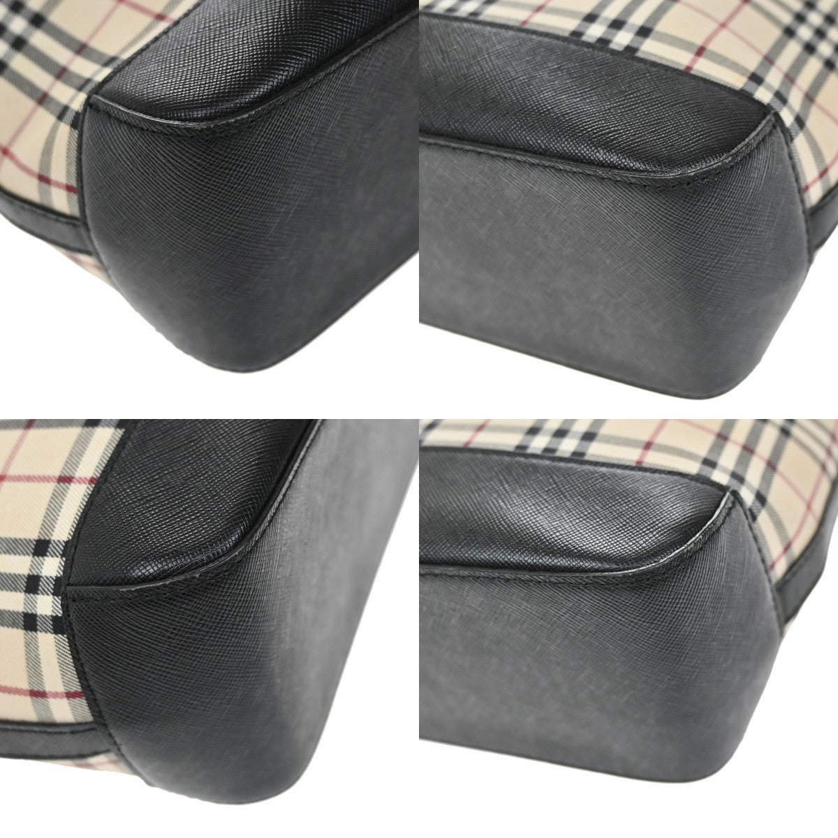 BURBERRY Logo Nova Check Shoulder Tote Bag Canvas Leather Beige Black 83RL399