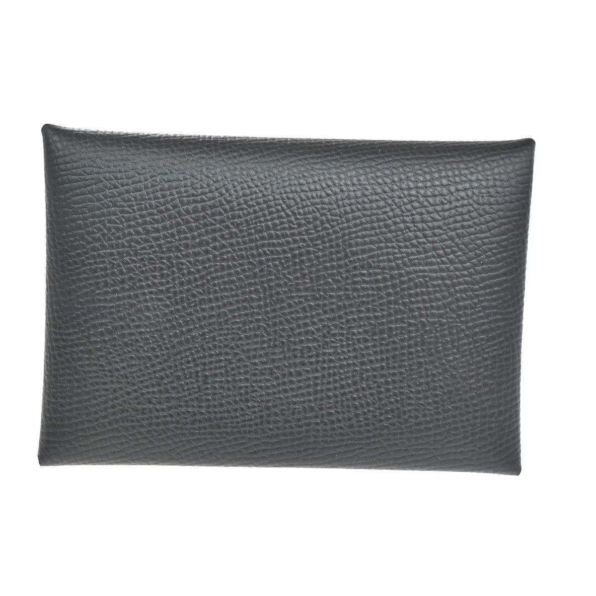 HERMES Logo Calvi Duo Card Holder Coin Case Epsom Leather Black 43LC615