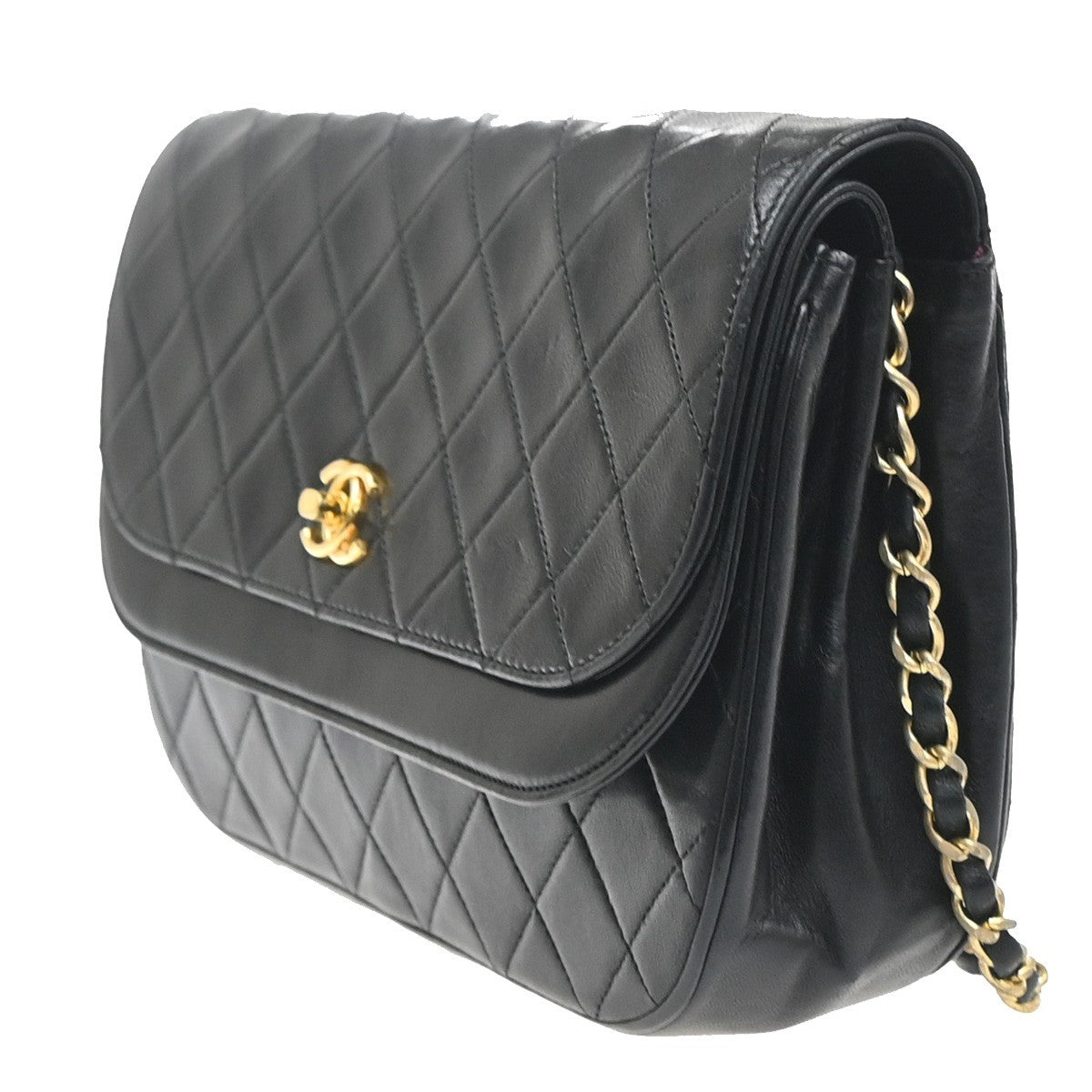 CHANEL CC Logo Double Flap Chain Shoulder Bag Leather Black GHW France 677RL953