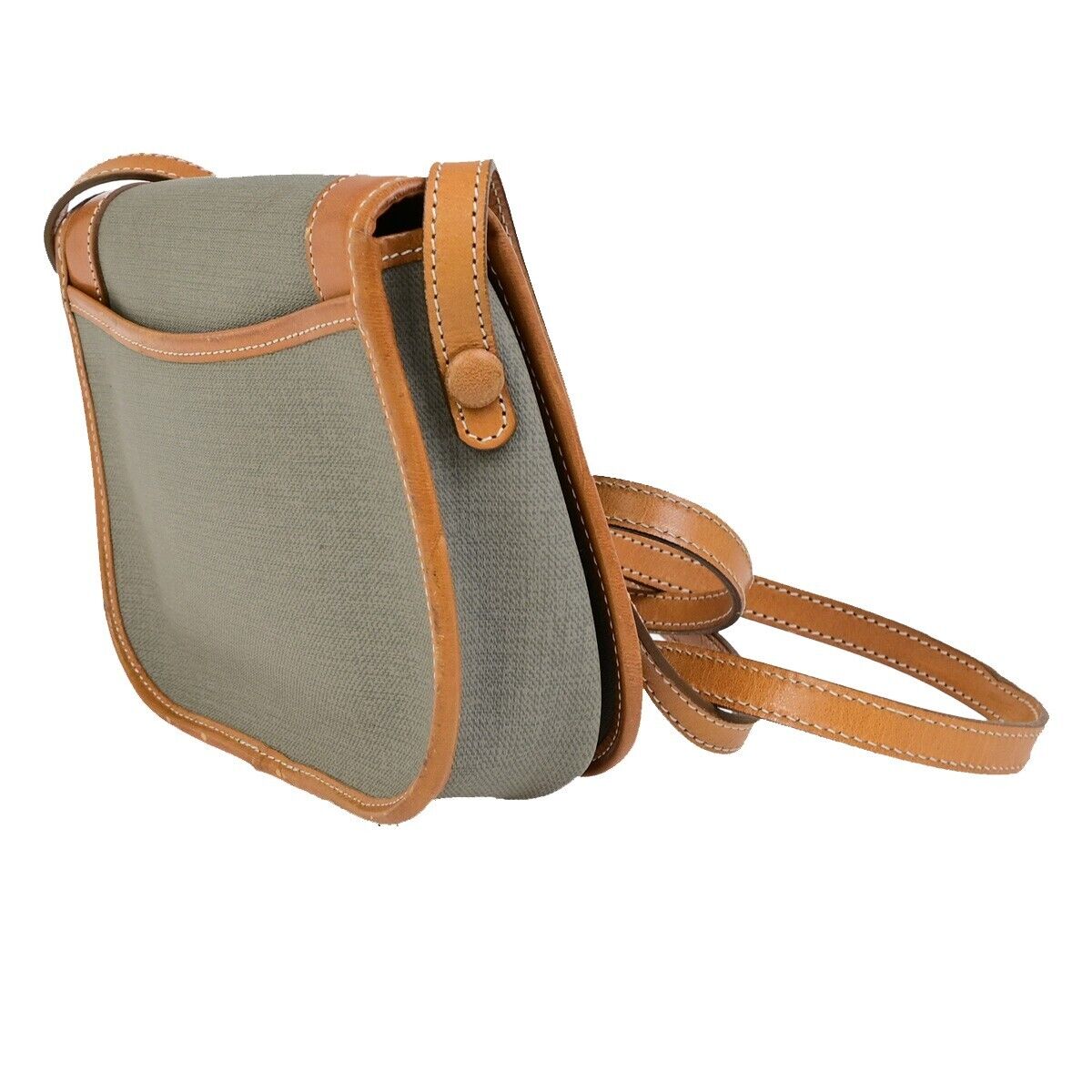 CHRISTIAN DIOR Logo Mini Shoulder Bag PVC Leather Gray Brown GHW France 60ED011