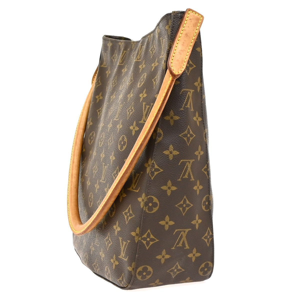 LOUIS VUITTON Logo Looping GM Shoulder Bag Monogram Leather Brown M51145 13PA045