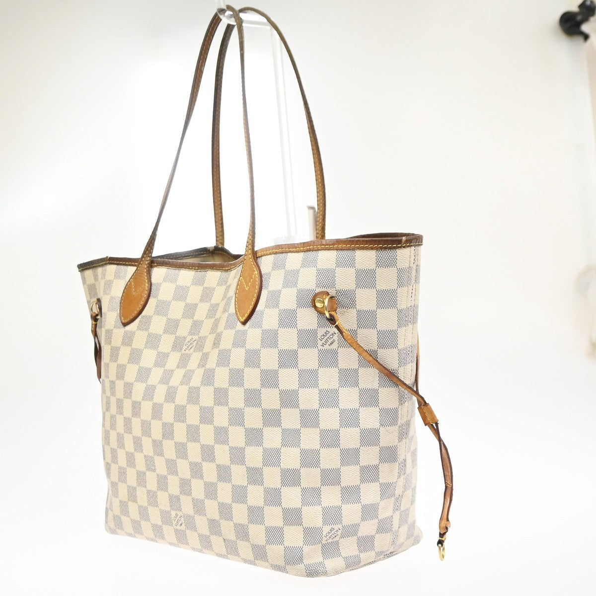 LOUIS VUITTON Neverfull MM Shoulder Bag Damier Azur Leather WE N51107 32MA629
