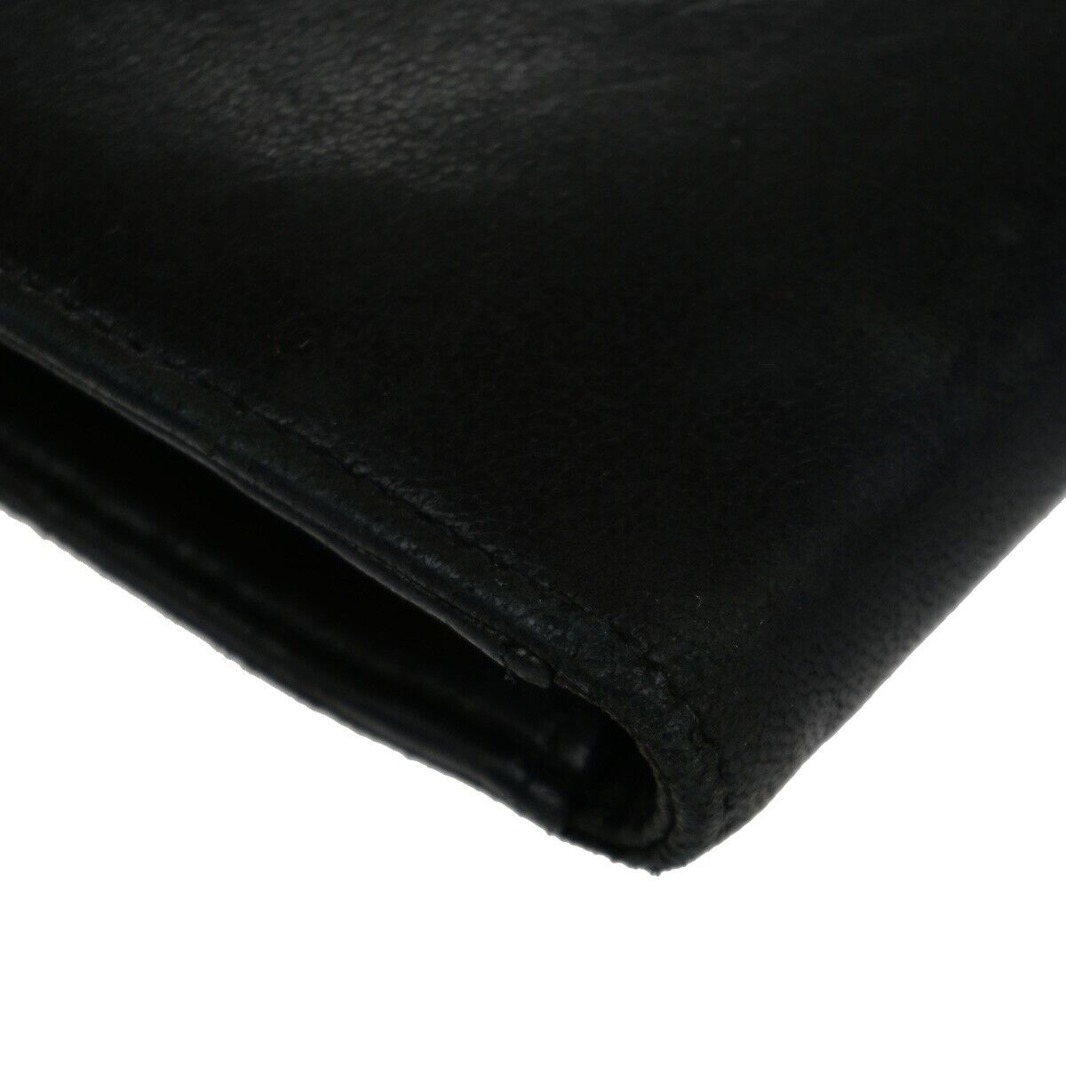 CHANEL CC Long Bifold Wallet Purse Leather Black GHW France Vintage 09EB001