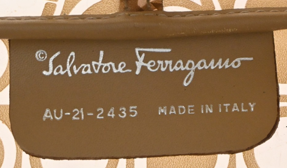SALVATORE FERRAGAMO Logo Shoulder Bag Vinyl Leather Brown Clear SHW 04TA442