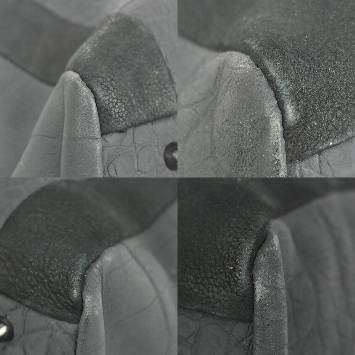 ANYA HINDMARCH Logo 2Way Shoulder Hand Bag Embossing Suede Leather Black 05DA069