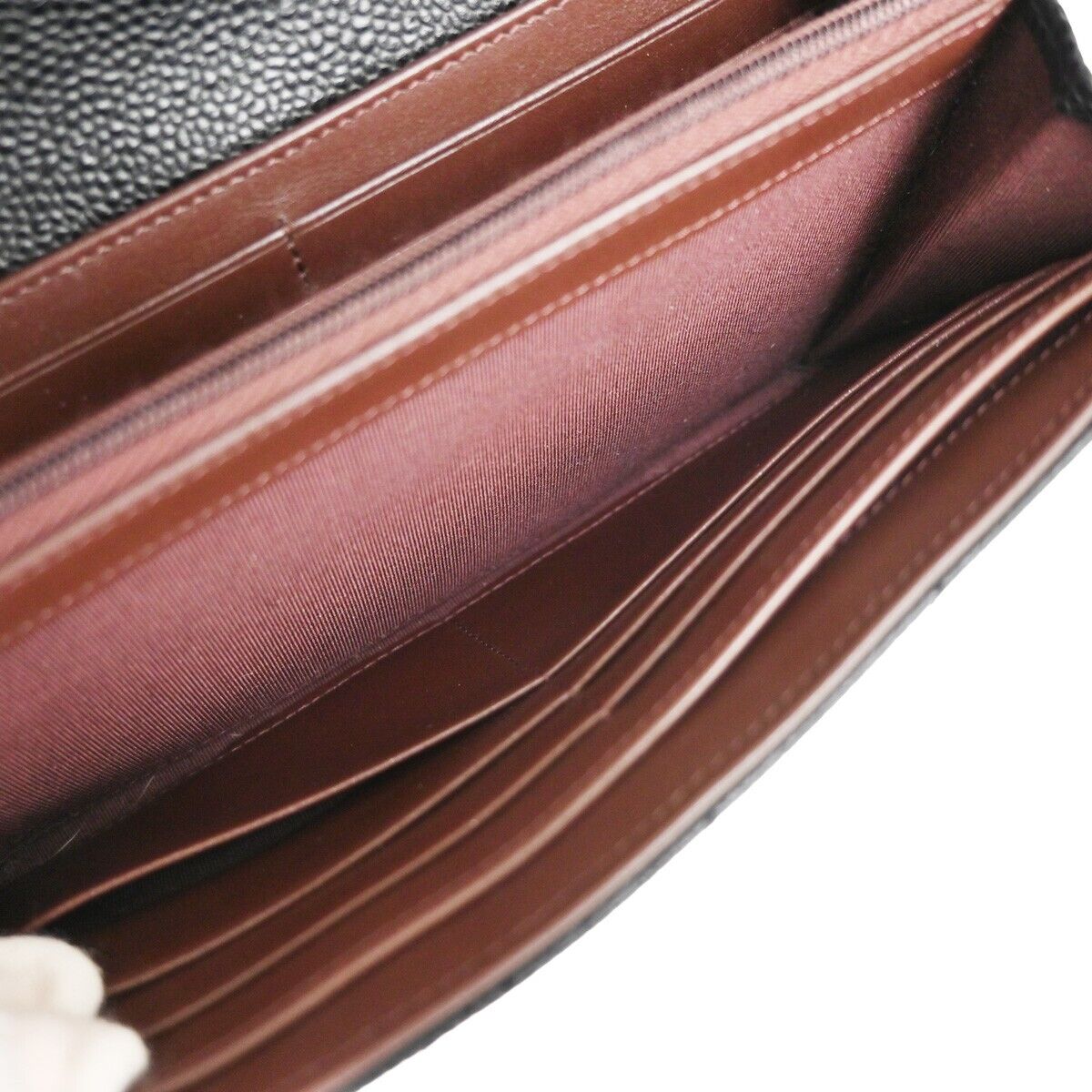 "CHANEL CC Matelasse Long Bifold Wallet Purse Caviar Leather Black SHW 41RJ205