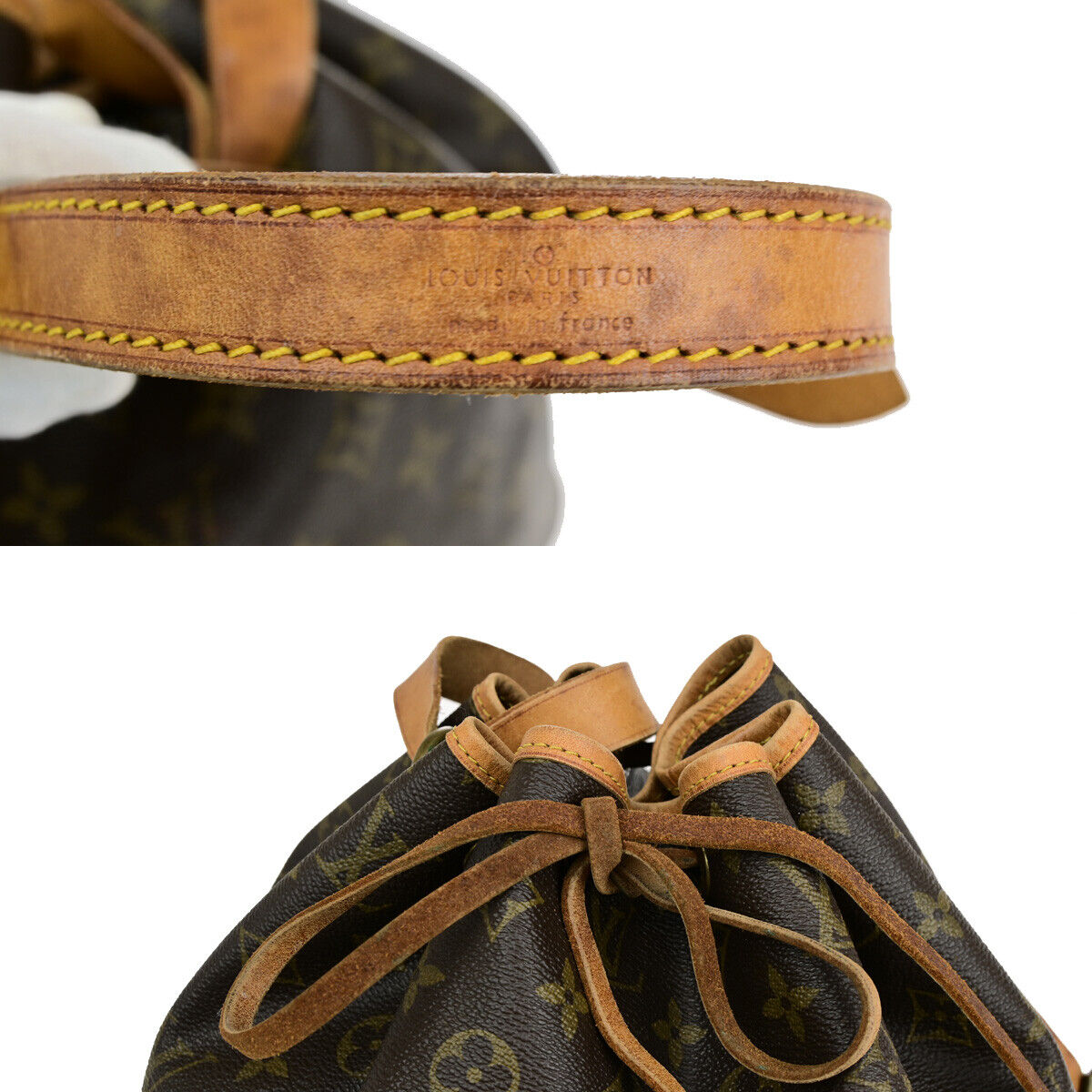 LOUIS VUITTON Petit Noe Drawstring Shoulder Bag Monogram Leather M42226 80SJ020
