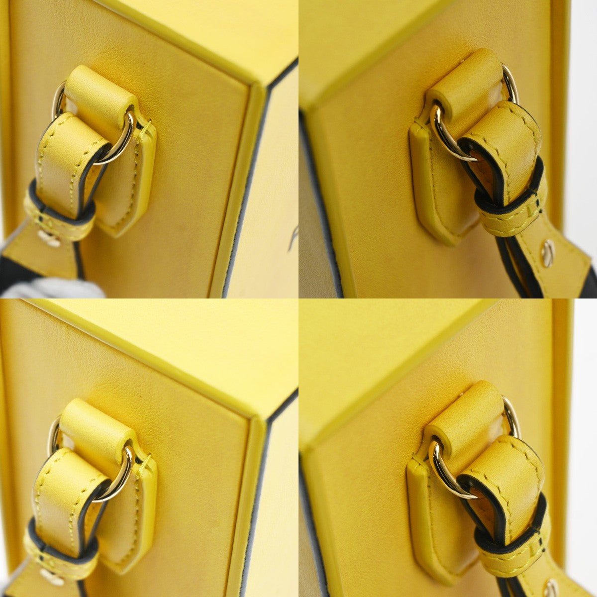 FENDI Logo Box Vertical Mini Shoulder Bag Leather Yellow GHW Italy 11YH946