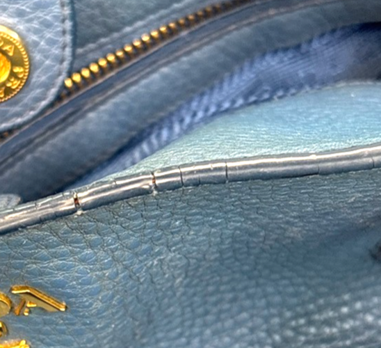 PRADA Logo 2way Shoulder Hand Bag Vitello Daino Leather Blue GHW 76MA442