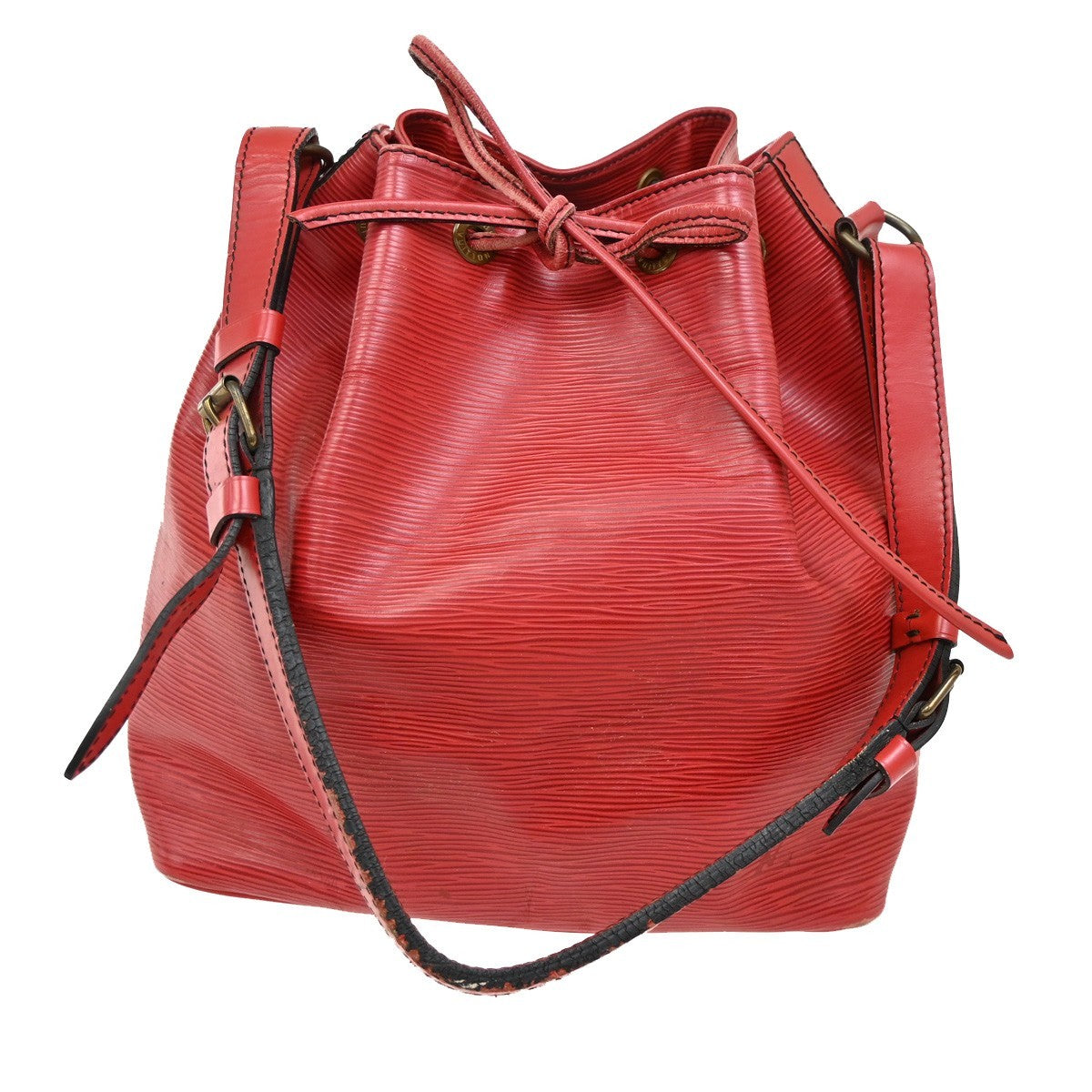 LOUIS VUITTON Petit Noe Drawstring Shoulder Bag Epi Leather Red M44107 37EF884