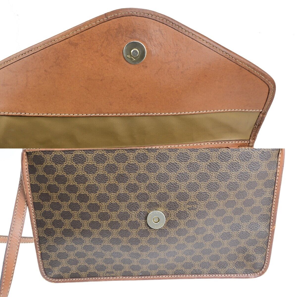 CELINE Macadam Pattern Crossbody 2Way Shoulder Clutch Bag PVC Leather BN 05FB242