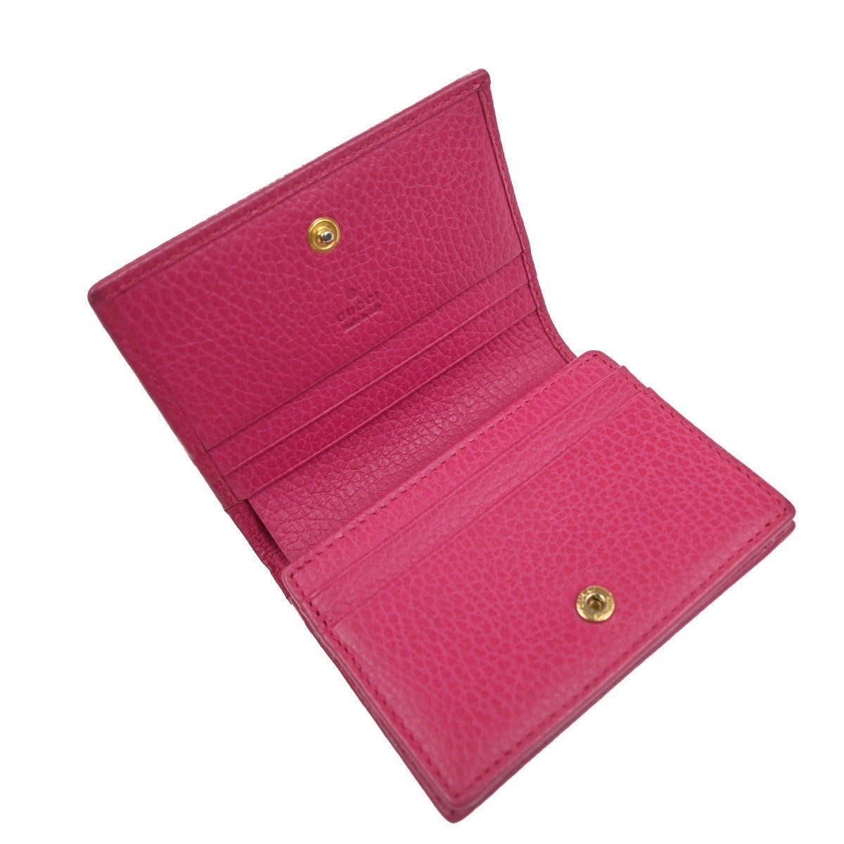 GUCCI Logo GG Marmont Trifold Compact Wallet Leather Pink GHW Italy 37MA483