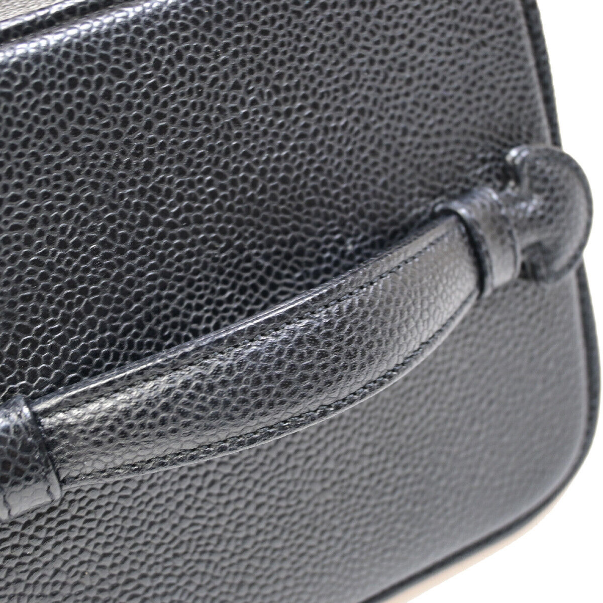 CHANEL CC Logo Vanity Hand Bag Caviar Skin Leather Black GHW France 59RJ911