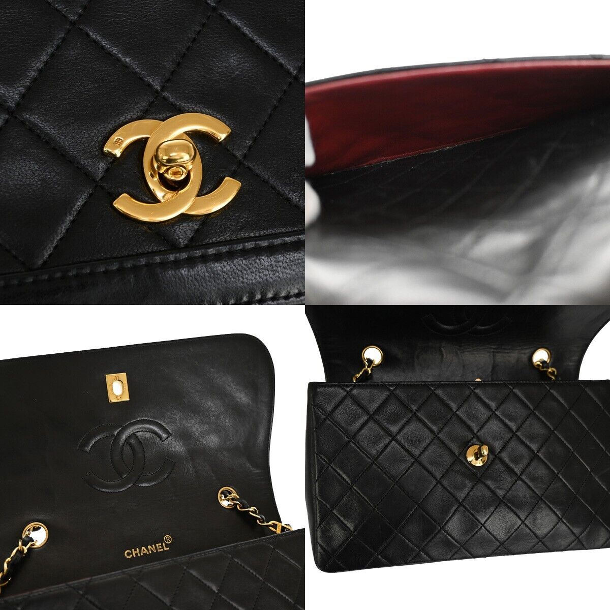 CHANEL CC Logo Matelasse Chain Shoulder Bag Leather Black GHW Vintage 340RJ283