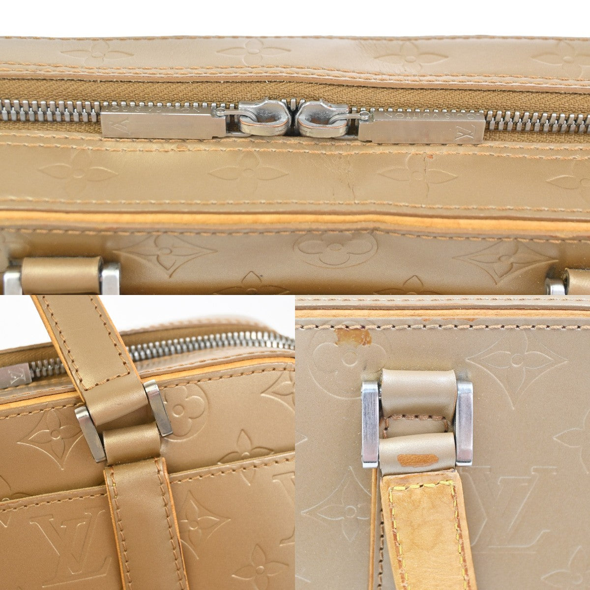 LOUIS VUITTON Shelton Hand Bag Monogram Mat Leather Gold France M55177 34KC917