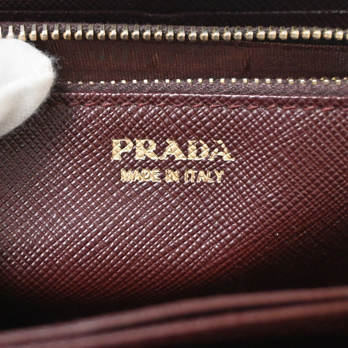 PRADA Logo Saffiano Long Zipper Wallet Purse Leather Brown GHW Italy 02YD998