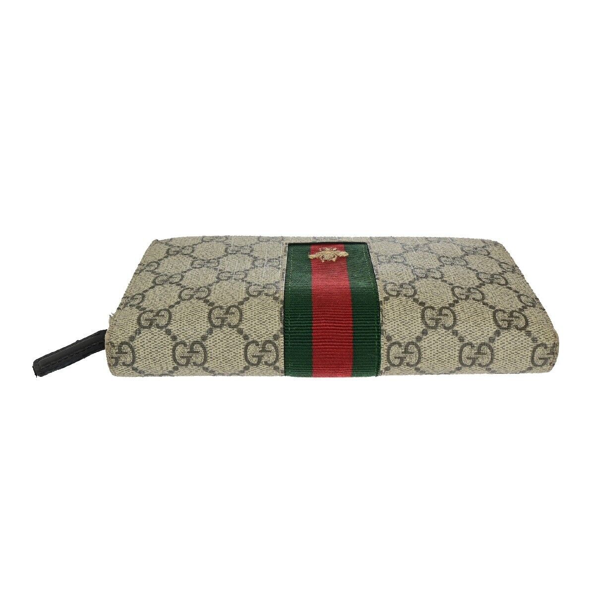 GUCCI Sherry GG Pattern Long Zipper Around Wallet Supreme Leather Brown 65EC844
