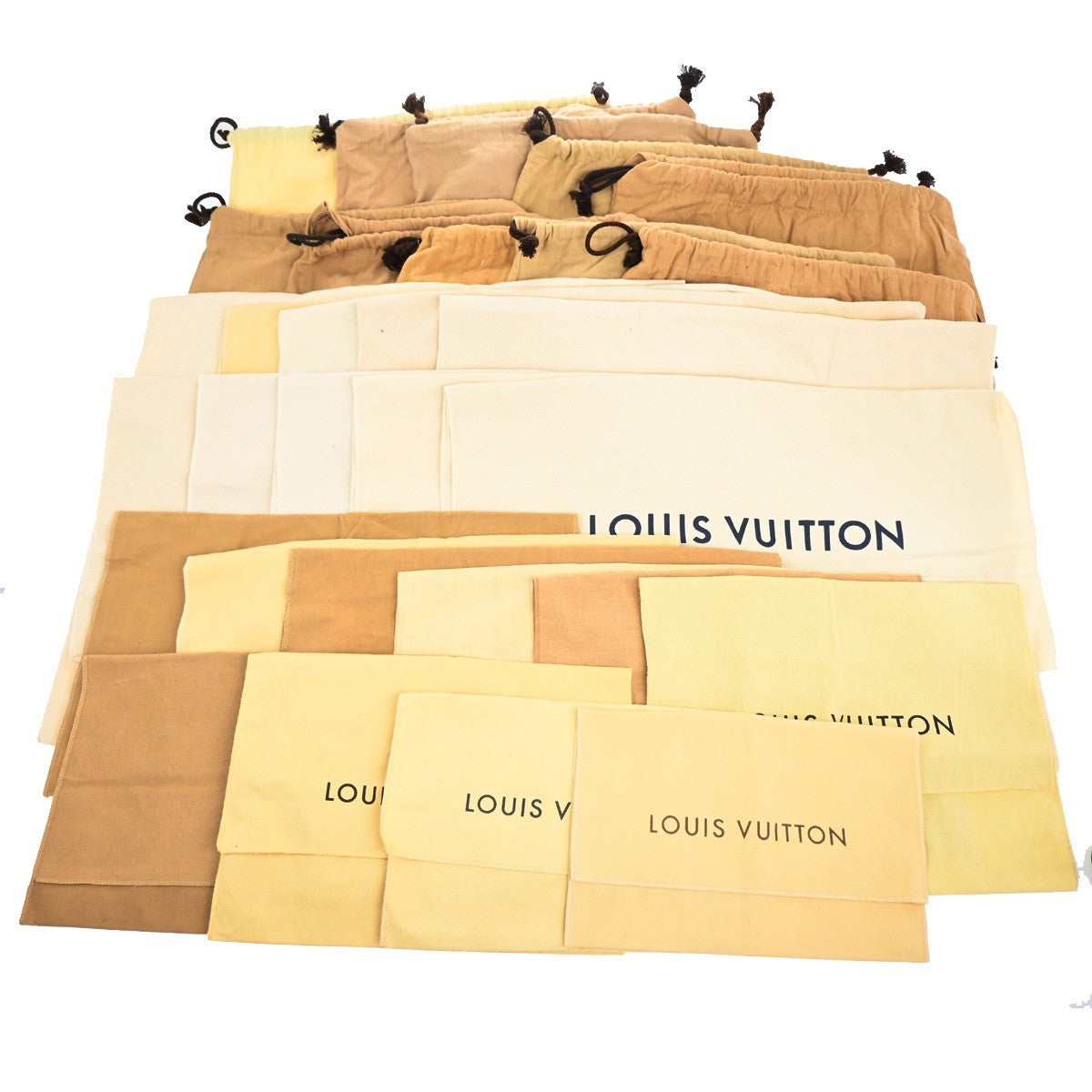 LOUIS VUITTON Logo 30 Set Drawstring Dust Bag Canvas Cotton Beige Brown 62MA431