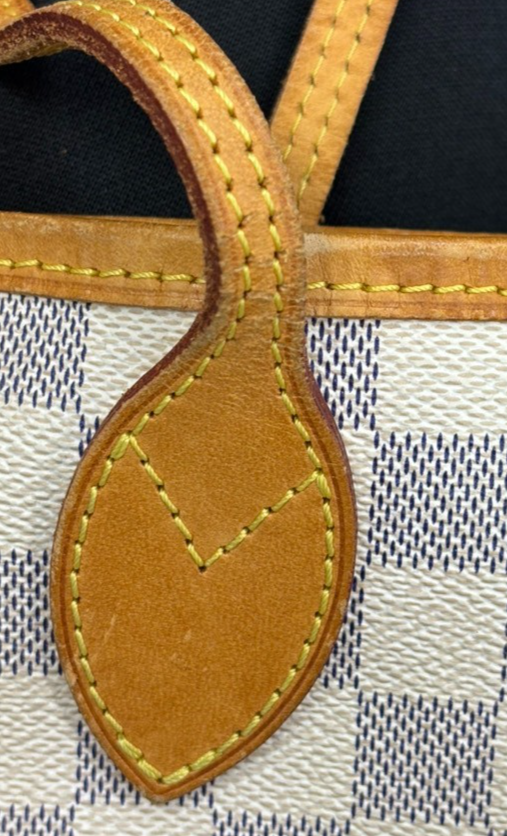 LOUIS VUITTON Neverfull PM Shoulder Tote Bag Damier Azur Leather N51110 93TA255
