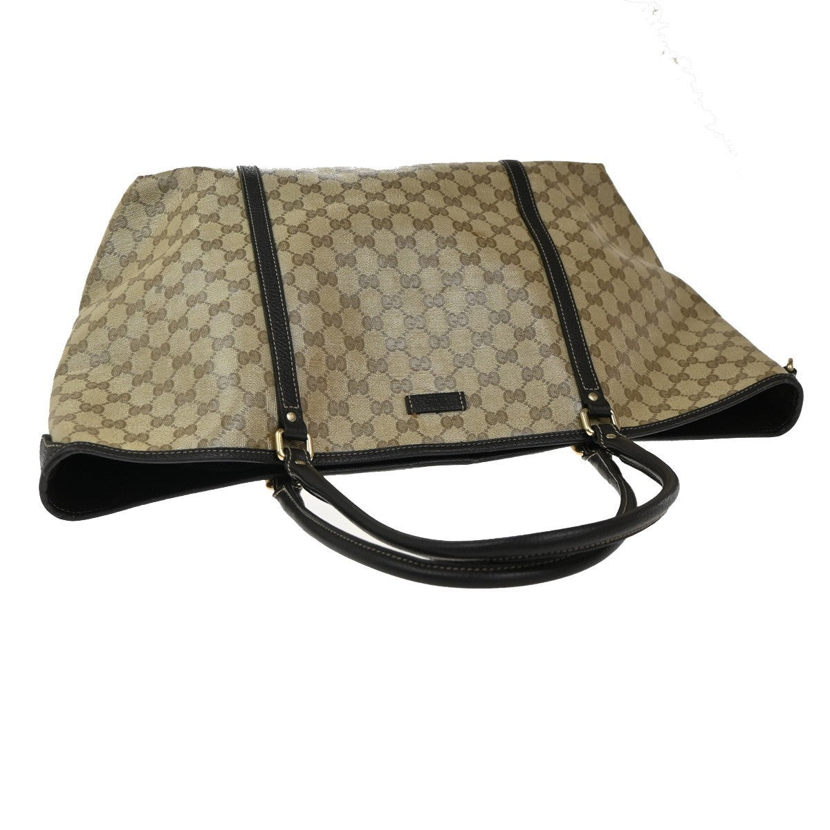 GUCCI GG Pattern Crystal Shoulder Tote Bag Coating Canvas Leather Brown 87EG286