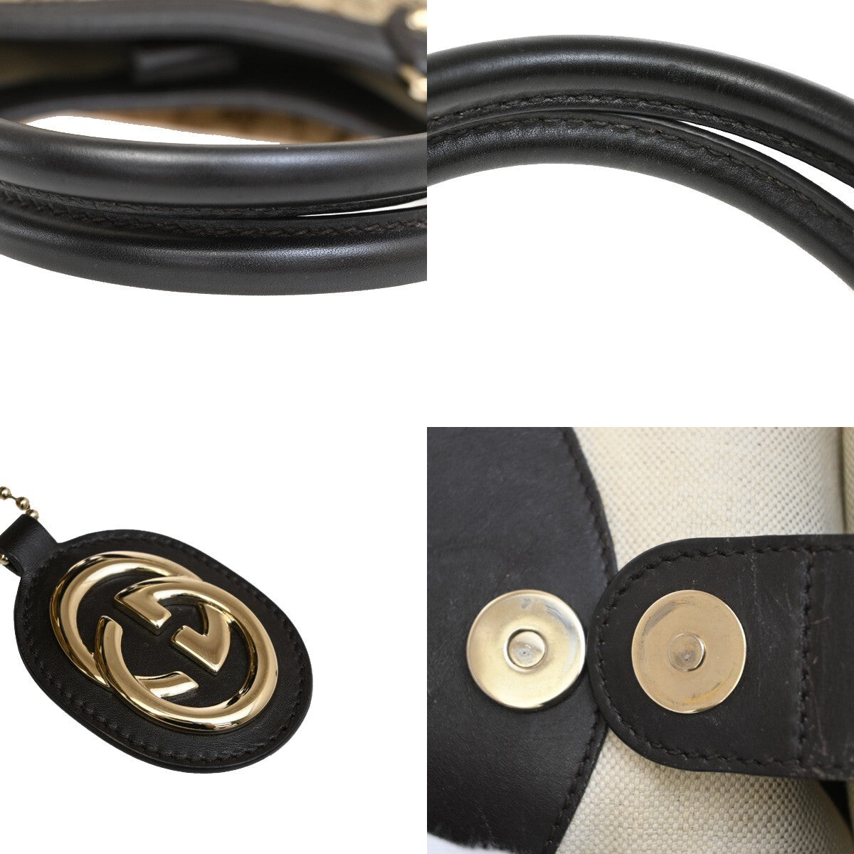 GUCCI Logo GG Diamante Sukey Shoulder Bag Charm Canvas Leather Brown 76FB714