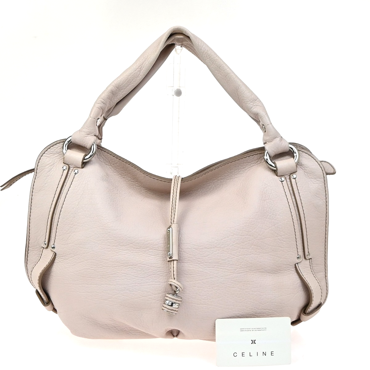 CELINE Logo Bittersweet Shoulder Hand Bag Leather Light Pink SHW 34YH958