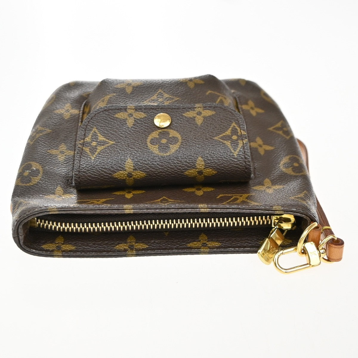 LOUIS VUITTON Logo Partition Pouch Bag Monogram Leather Brown M51901 76KP314