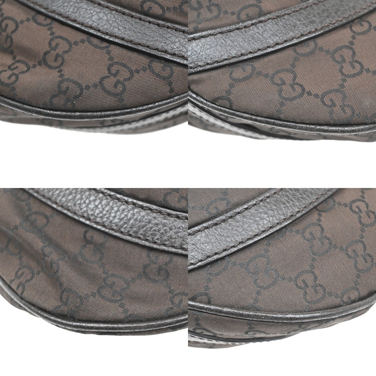 GUCCI Logo GG pattern Abbey Shoulder Bag Nylon Leather Brown SHW Italy 88KB731