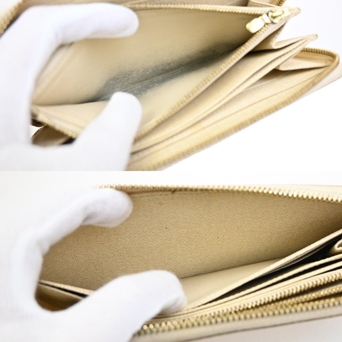 LOUIS VUITTON Zippy Wallet Long Bifold Damier Azur Leather WE N60019 65FB563