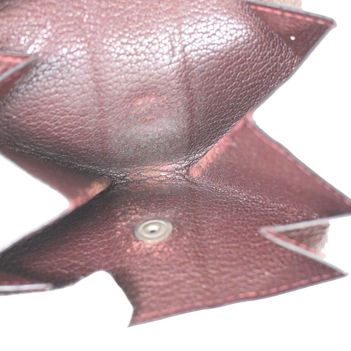 HERMES Logo Le Van Quatre Coin Case Wallet Leather Bordeaux France 01FA303