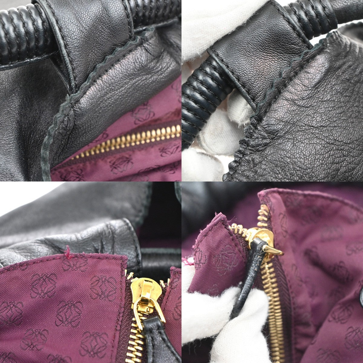 LOEWE Anagram Logo Nappa Aire Tote Hand Bag Leather Black GHW Spain 73KC221