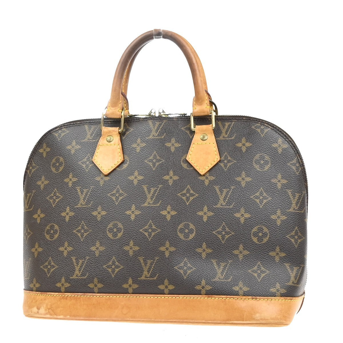 LOUIS VUITTON LV Logo Alma Hand Bag Monogram Leather Brown France M51130 32MA462