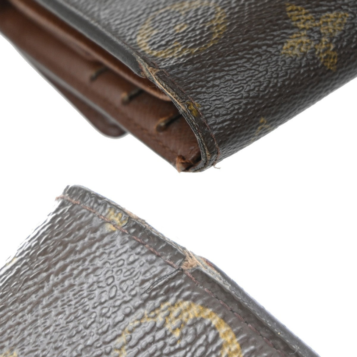 LOUIS VUITTON LV Logo 3 Set Bifold Trifold Wallet Monogram Leather Brown 63EG031